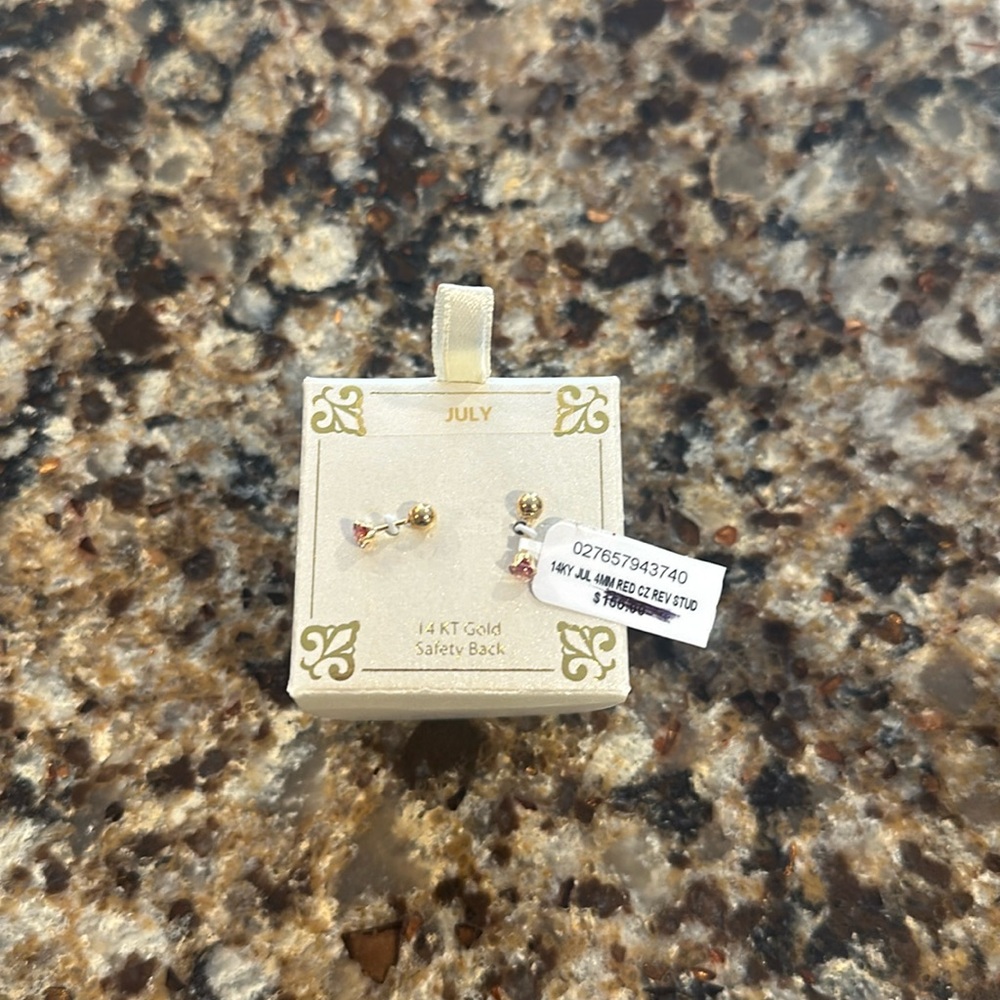 Toddler 14 KT gold birthstone earrings